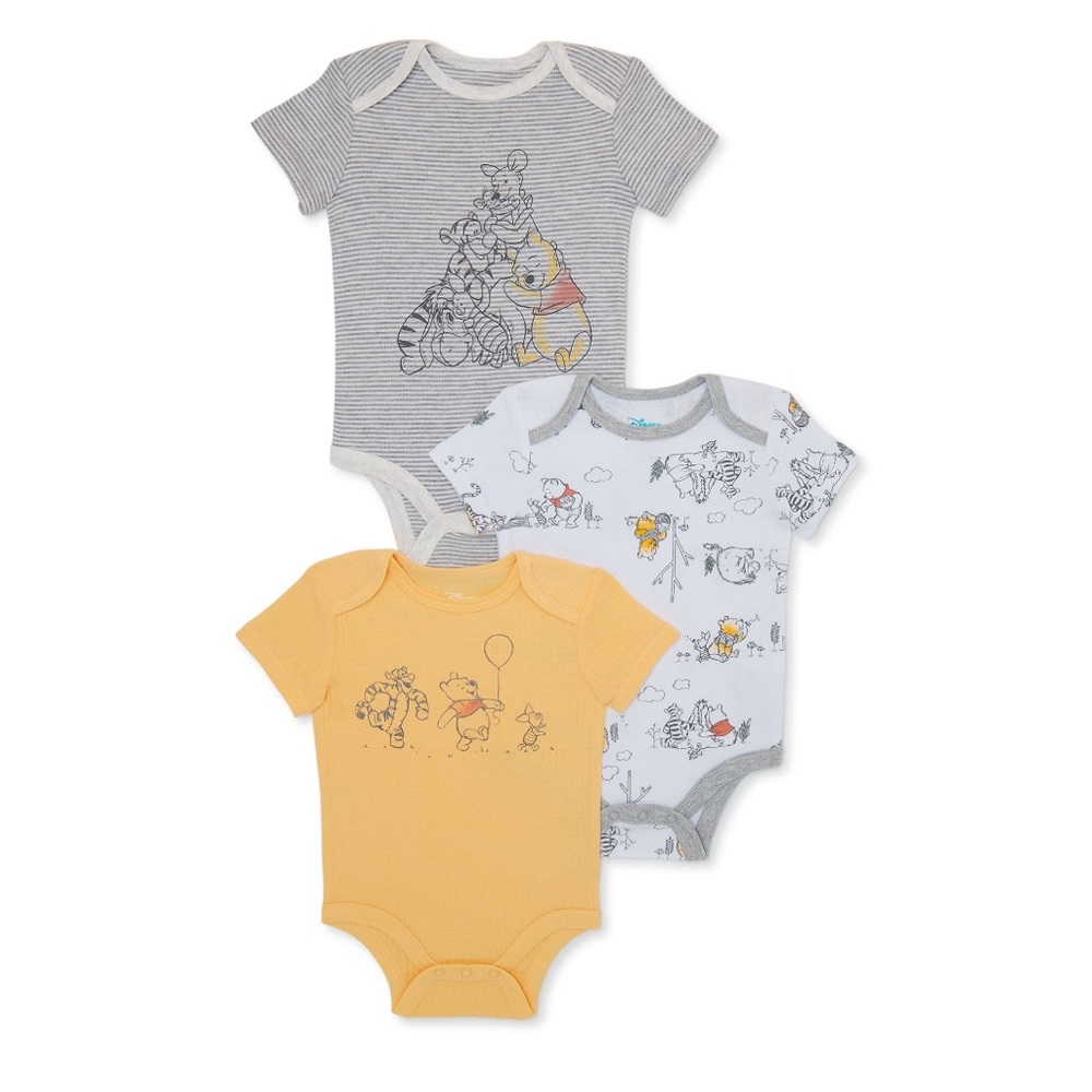 Disney Winnie The Pooh Baby Bodysuit, 3-Pack